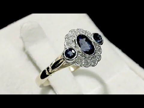 Sapphire and Diamond, 18 ct Yellow Gold Dress Ring - Contemporary Circa 2000 - AC Silver A5544