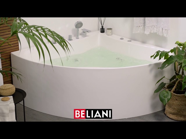 Video Teaser für BELIANI - Whirlpool-Badewanne weiss Eckmodell 133 cm ISLITA