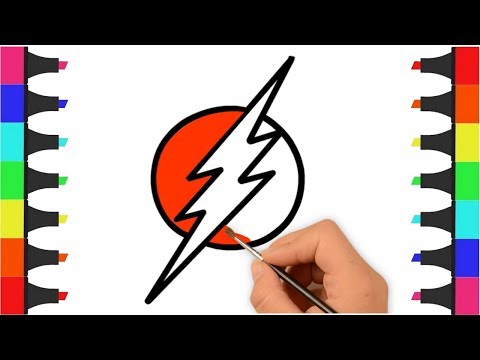 Flash Logo Coloring Pages for Kids – How to Draw Flash Logo – Superhero Coloring Video for Kid Video