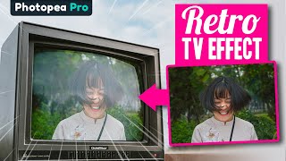Photopea Tutorial - Retro TV Effect Using Custom Images (Simple compositing trick)
