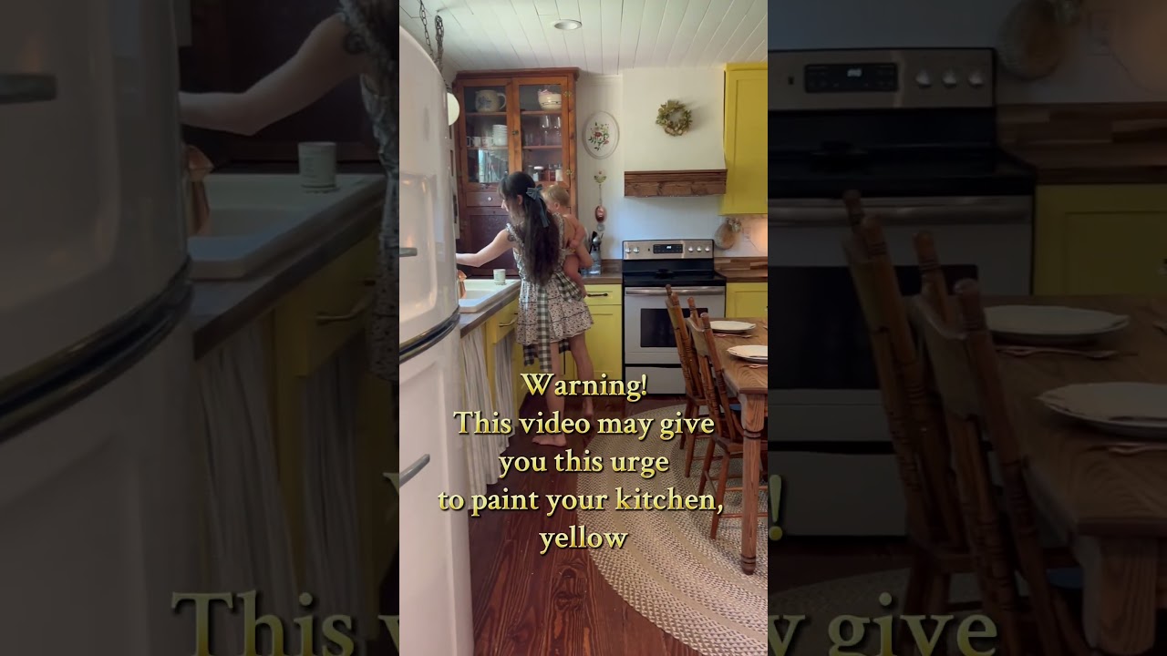 It might not be your cup of tea, but I adore my yellow kitchen! #Yellowkitchen #kitchedesign #Home