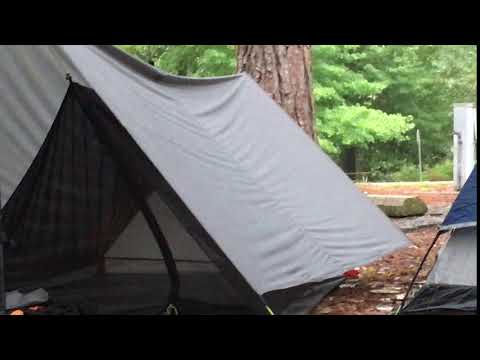 Testing a new mesh tent and tarp system in the rain!