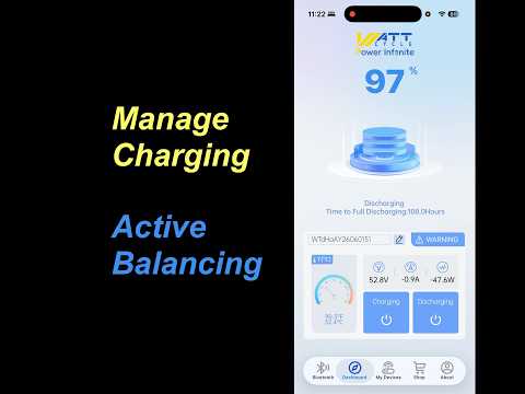 WattCycle Bluetooth App Review: 48V 100Ah LiFePO4 Battery BMS, Active Balancing & Remote Shutoff