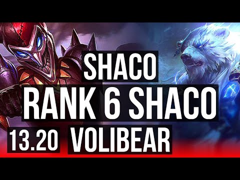 SHACO vs VOLIBEAR (TOP) | Comeback, Rank 6 Shaco, 1.8M mastery, 1000+ games | KR Master | 13.20