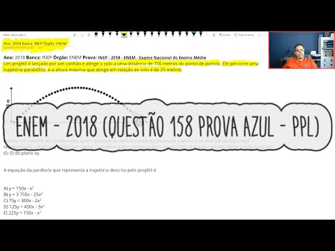 ENEM - 2018 (QUESTÃO 158 PROVA AZUL PPL - FUNÇÃO QUADRÁTICA)