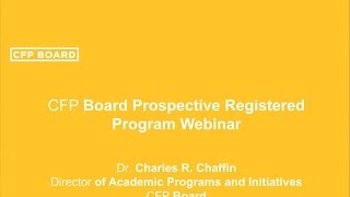 Prospective CFP Board Registered Program Webinar