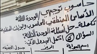 حاسوب توجيهي- البوابات المنطقية - تكملة - حل اسئلة الوحدة الثالثة - اسئلة الوحدة البوابات المنطقية