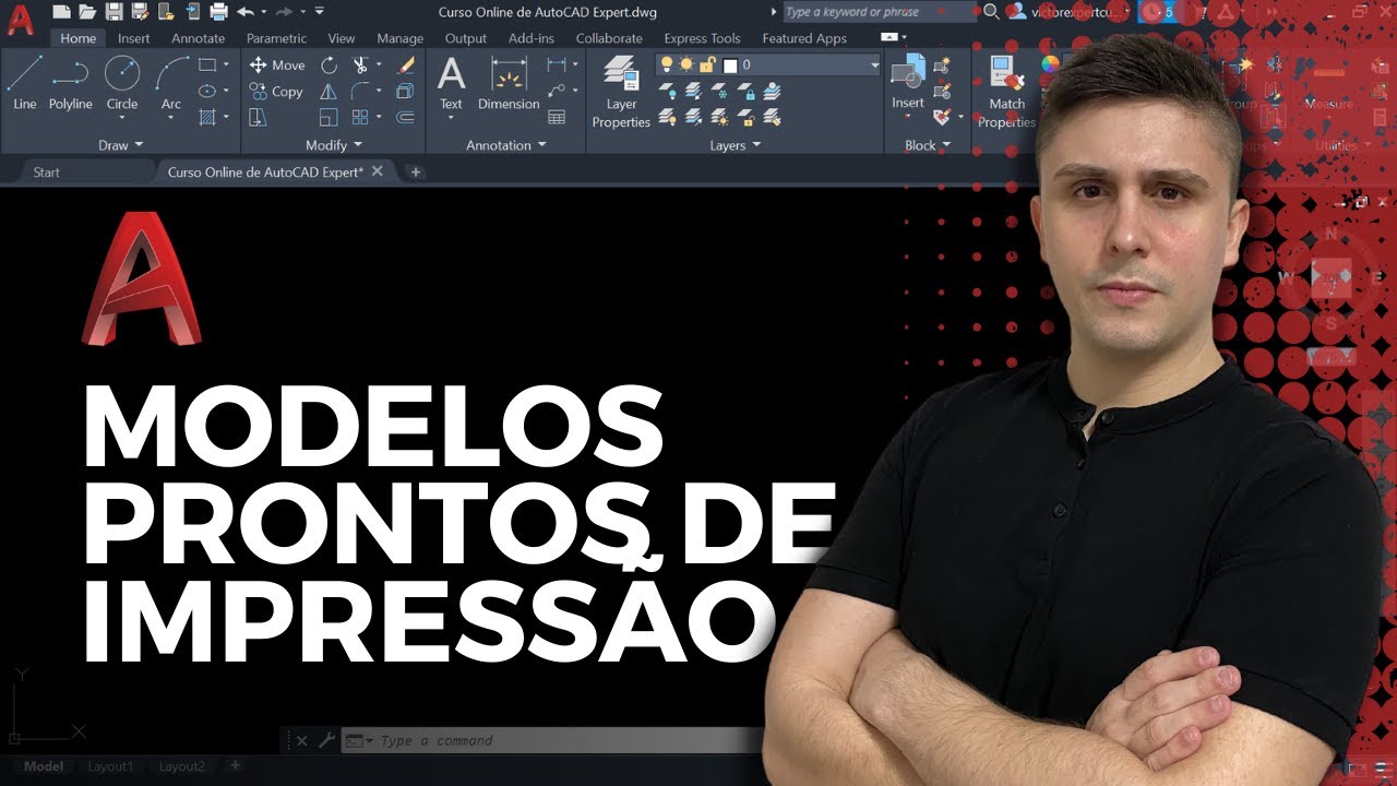 Como pegar modelos prontos de folhas de impressão no AutoCAD