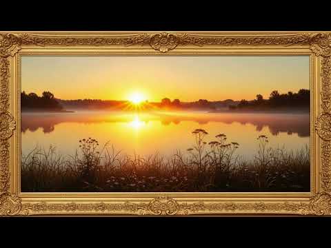 Golden Sunrise Landscape | Framed Art With Music & Uplifting Piano 4K