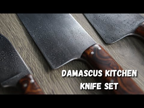 Making a Custom Set of Damascus Kitchen Knives with Desert Ironwood Handles