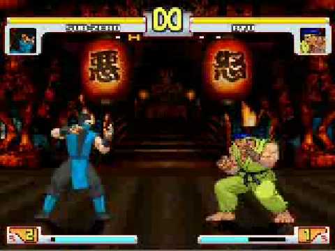 street fighter vs mortal kombat /ryu vs sub zero