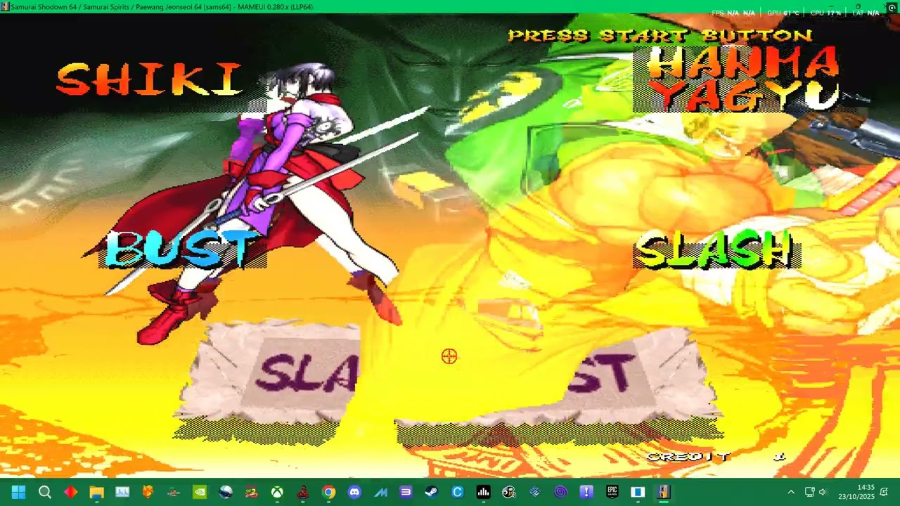 MAME 282 HNG64 - SAMURAI SHODOWN 64  - SHIKI - ARCADE MODE -    4K UK ARCADES