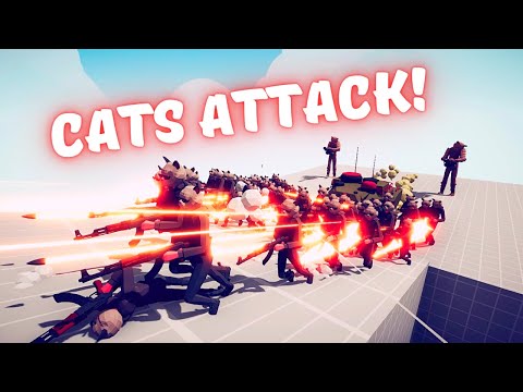 100x CATS & TANK ATTACK THE TOWER of DOGS | Totally Accurate Battle Simulator TABS