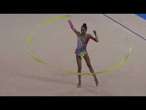 Irena OMIROU (CYP) ribbon - 2015 Stuttgart worlds Qualifs