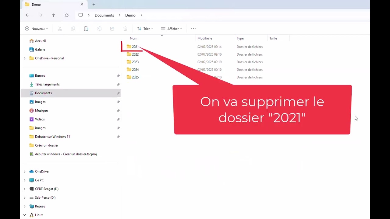 Supprimer un dossier