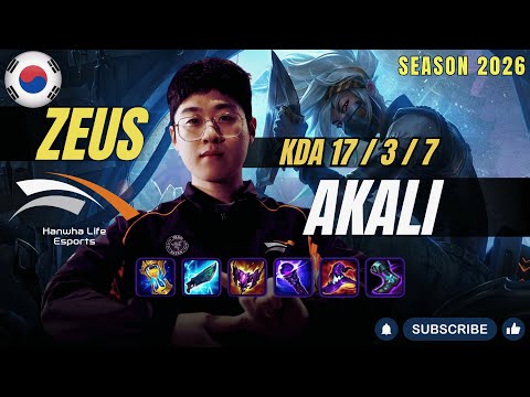 HLE Zeus AKALI vs DR. MUNDO Top - Patch 26.1 KR Ranked | lolrec