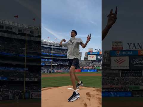 7’2” Victor Wembanyama throws the first pitch at the Yankees game #Shorts
