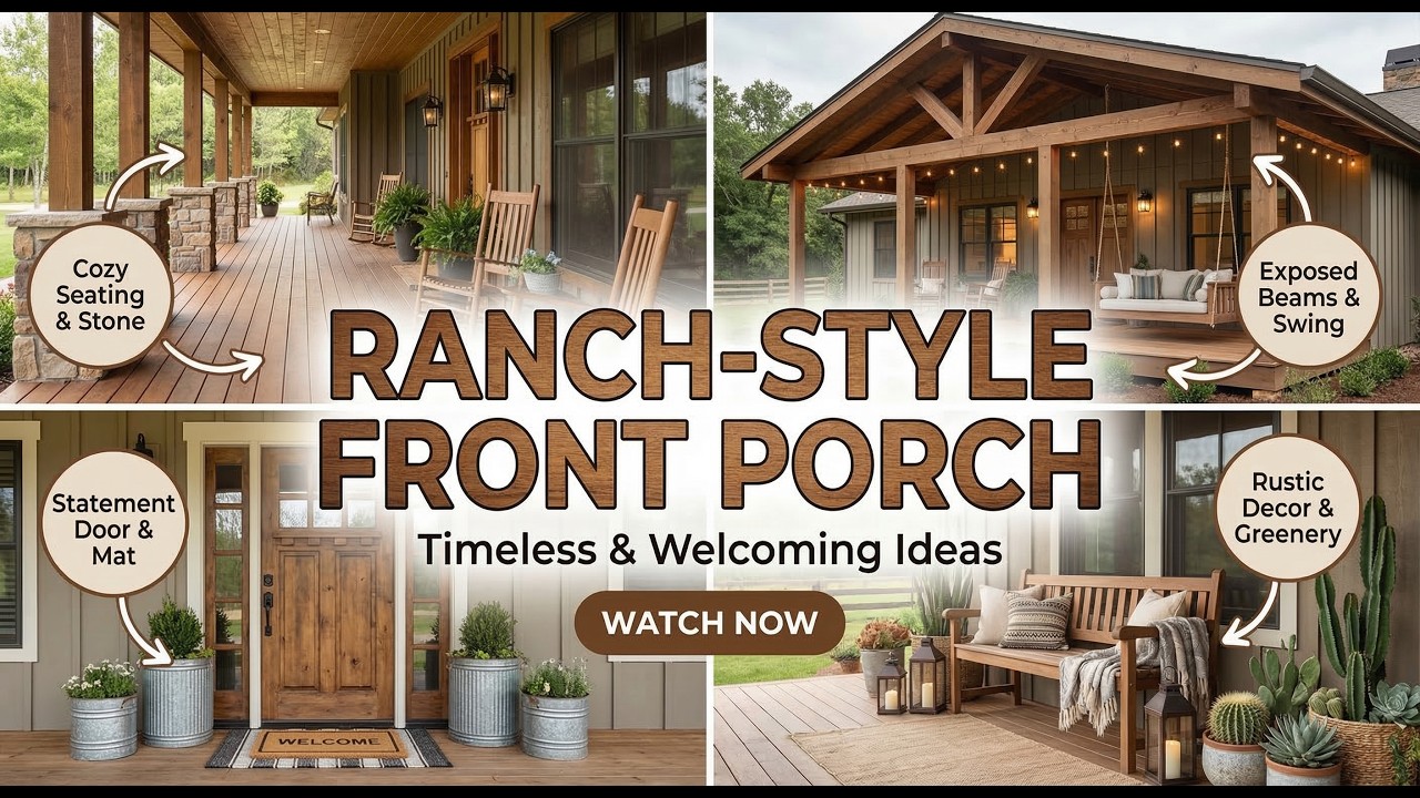 Rustic! 🤠 Ranch Style Front Porch Decoration Ideas 2026 with Wood Beams & Cozy Ranch Decor