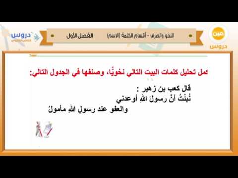 الثاني الثانوي | الفصل الدراسي الأول 1438 | النحو والصرف | أقسام الكلمة - الاسم