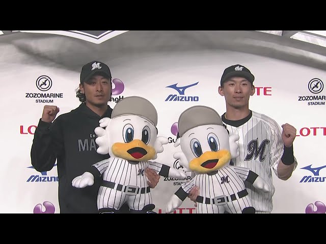 Hero interview with The Marines player Eito Takabe and pitcher Koshiro Sakamoto at the June 5th Chiba Lotte Marines vs. Yomiuri Giants