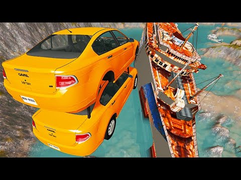 High Speed Random Car Jumps Into Titanic Ship - #beamngdrive