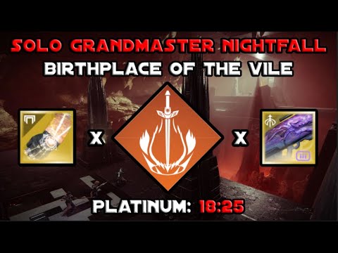 Solo Grandmaster Nightfall - Birthplace Of The Vile In 18 Mins - Solar Warlock [Destiny 2]
