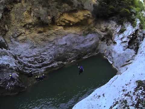 14m cliff jump during Canyoning on Cetina river tour!