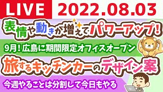  - 学長お金の雑談ライブ　9月！広島に期間限定のオフィスがオープン&旅するキッチンカーのデザイン案【8月3日 9時頃まで】