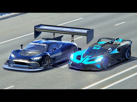 Bugatti Bolide vs Mercedes-AMG GTR Project ONE - Drag Race 20 KM