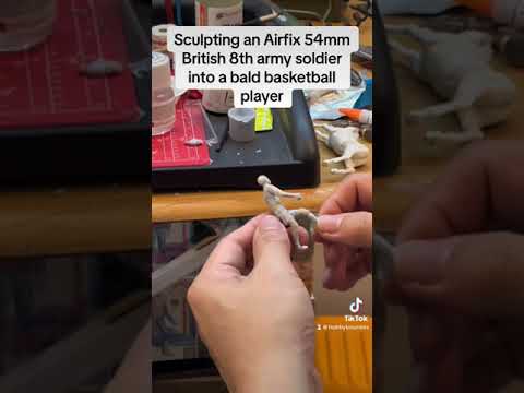 Sculpting an Airfix 54mm WWII British 8th Army soldier into a bald headed basketball player