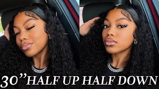 HALF UP HALF DOWN ON SUPER LONG WATER WAVE HAIR!! | ISEEHAIR