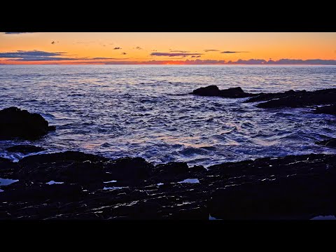Post-Sunset Glow on The Beach FULL VIDEO Dusk to Nightfall, Nature ASMR, 1:34h in 4K