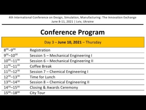 DSMIE-2021 Day 3 - Part 1 - June 10, 2021 (9:00-12:30)