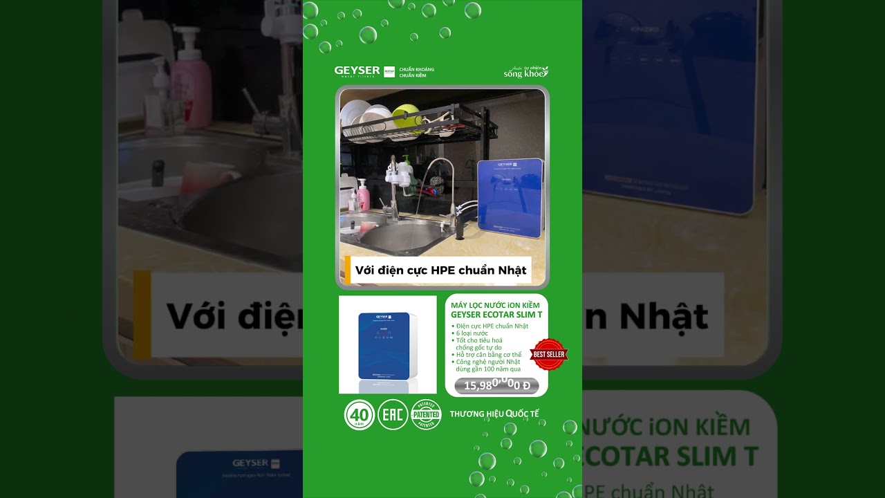 Mất cân bằng cơ thể vì ăn uống kém lành mạnh – Hãy bổ sung nước ion kiềm Geyser Ecotar 9 Slim T