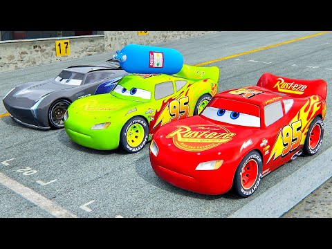 Lightning McQueen NOS Edition vs Lightning McQueen vs Jackson Storm - Drag Race 10 KM
