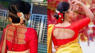 Red Colour Back Neck Blouse Designs||Red Blouse Back Side Designs 2022