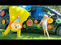 Nastya and her travels in a colored car Nastya and her travels in a colored car