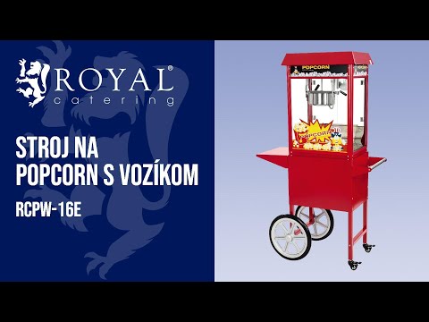 Video - Stroj na popcorn s vozíkom - červený