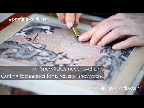 All Snowflakes need love! Lino Cutting techniques for a realistic snowscene