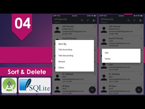 SQLite Android Course | Part 04 | Sort and Delete Records