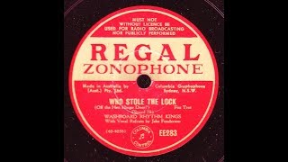 Washboard Rhythm Kings: Who Stole The Lock  1931