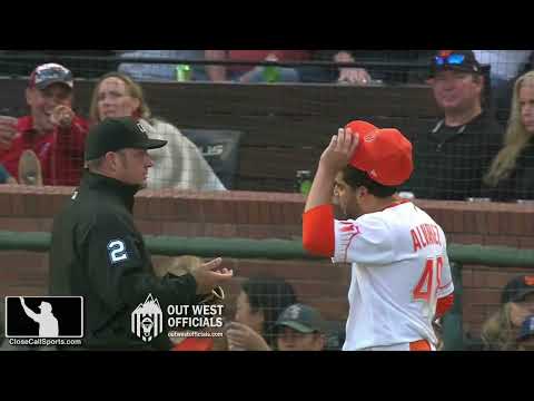 Ejection 092 - David Rackley Ejects Giants Pitcher Jose Alvarez Over Balls/Strikes During Inspection