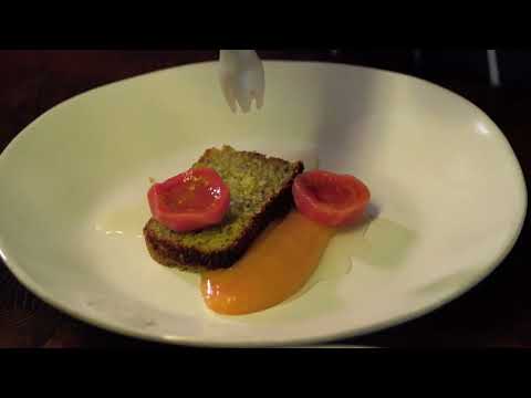 Garden to Table polenta pistachio cake plating