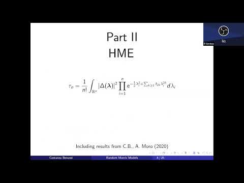 Dr. Costanza Benassi | Random matrix models, integrable lattices and thermodynamic limit