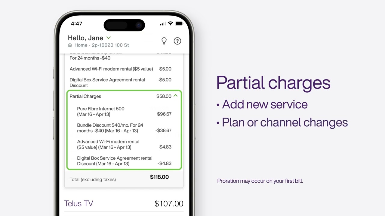 Partial charges on your Home Services bill