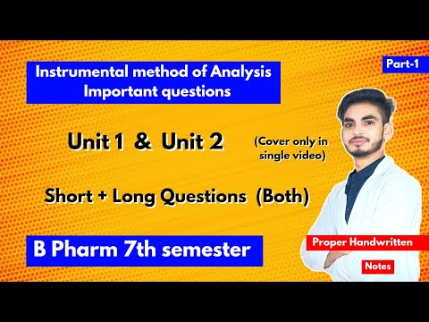 Part-1। Instrumental method of analysis Important questions with solution। Short & long। 7th sem।
