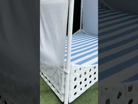 Кровать из искусственного ротанга. Шезлонг двухместный с навесом от солнца. Украинские Конструкции