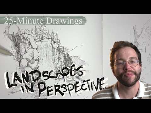 Draw a Rocky Waterfall Landscape in Perspective: 25-Minute Ink Drawing Tutorial
