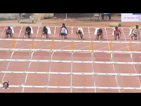 GIRLS U18 100m HURDLES FINAL. 32nd NATIONAL   Jr. ATHLETICS CHAMPIONSHIPS-2016