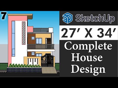 27 X 34 House Design in Sketchup for Beginners || Tutorial in Hindi